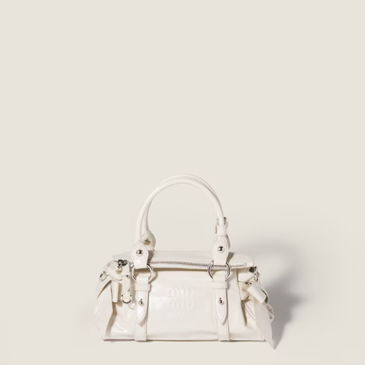 미우미우 샤이니 가죽 핸드백 스몰 - Miumiu Womens Shiny Leather Handbag-화이트