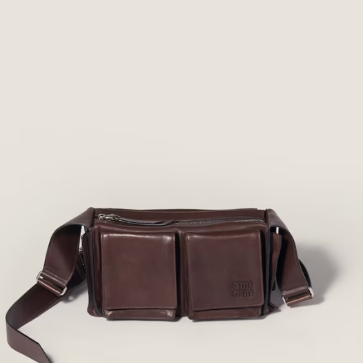 미우미우 여성 유틸리테어 나파 가죽 숄더백 - Miumiu Womens Utilitaire Nappa Leather Bag-브라운