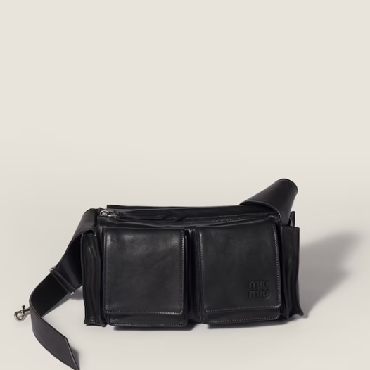 미우미우 여성 유틸리테어 나파 가죽 숄더백 - Miumiu Womens Utilitaire Nappa Leather Bag-블랙