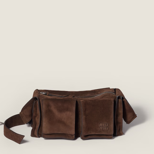 미우미우 여성 유틸리테어 스웨이드 숄더백 - Miumiu Womens Utilitaire Nappa Leather Bag-다크 브라운