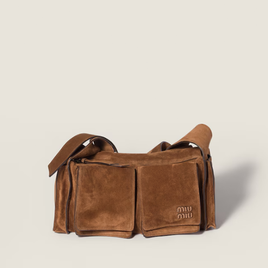 미우미우 여성 유틸리테어 스웨이드 숄더백 - Miumiu Womens Utilitaire Nappa Leather Bag-코코아 브라운