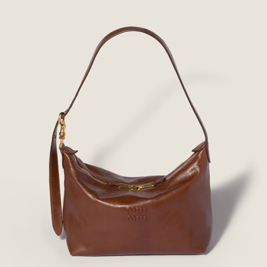 미우미우 여성 스피릿 나파 가죽 백 레귤러 - Miumiu Womens Spirit Nappa Leather Bag-브라운