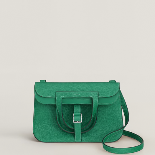 에르메스 여성 할잔 25 백 클래망스 Vert Vertigo 팔라듐 - Hermes Womens Halzan 25 Bag-Vert Vertigo