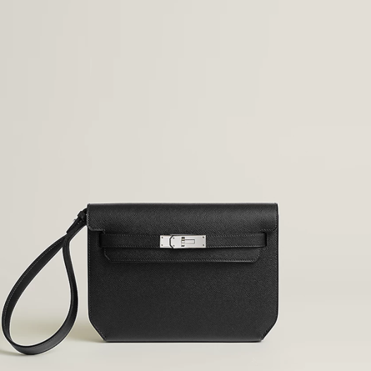 에르메스 남성 여성 켈리 데페쉬 25 파우치 앱송 블랙 - Hermes Unisex Kelly Depeches 25 Pouch-블랙
