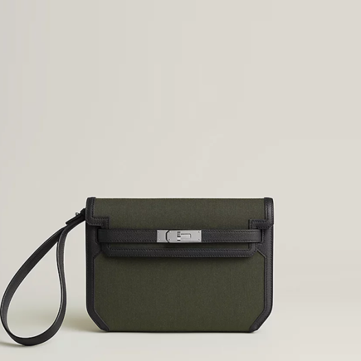 에르메스 남성 여성 켈리 데페쉬 25 파우치 캔버스&토고 Tourbe - Hermes Unisex Kelly Depeches 25 Pouch-Tourbe