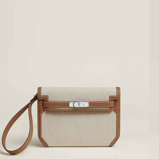 에르메스 남성 여성 켈리 데페쉬 25 파우치 캔버스&토고 베이지 - Hermes Unisex Kelly Depeches 25 Pouch-베이지