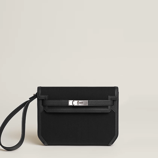 에르메스 남성 여성 켈리 데페쉬 25 파우치 캔버스&토고 블랙 - Hermes Unisex Kelly Depeches 25 Pouch-블랙