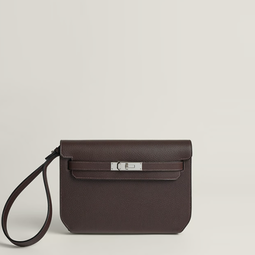 에르메스 남성 여성 켈리 데페쉬 25 파우치 토고 Ébène - Hermes Unisex Kelly Depeches 25 Pouch-Ébène