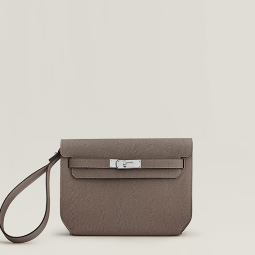 에르메스 남성 여성 켈리 데페쉬 25 파우치 토고 Gris Étain - Hermes Unisex Kelly Depeches 25 Pouch-Gris Étain