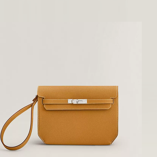 에르메스 남성 여성 켈리 데페쉬 25 파우치 토고 Naturel Sable - Hermes Unisex Kelly Depeches 25 Pouch-Naturel Sable