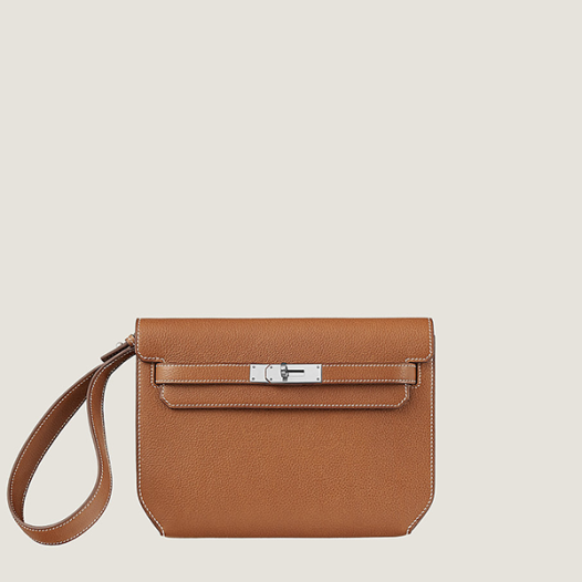 에르메스 남성 여성 켈리 데페쉬 25 파우치 포부르 카멜 브라운 - Hermes Unisex Kelly Depeches 25 Pouch-카멜 브라운