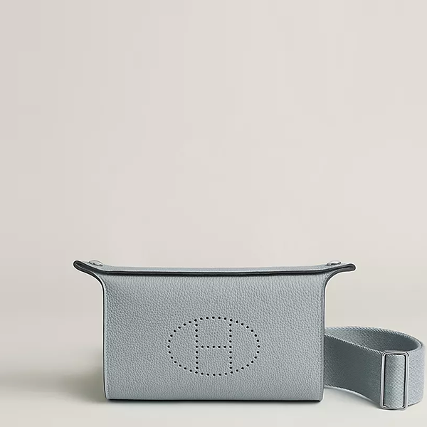 에르메스 남성 비드포쉬 벨트 백 토고 Bleu Glacier - Hermès Videpoches bag-Bleu Glacier